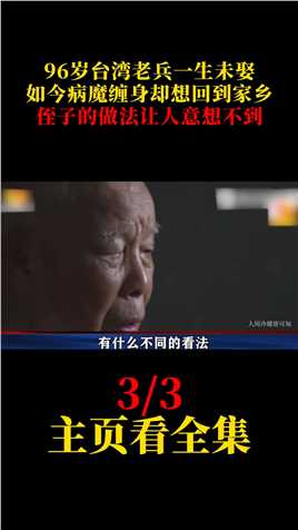 96岁台湾老兵一生未娶，如今老了想回到家乡，侄子的做法让人震惊#情感故事#老兵#无儿无女 (3)