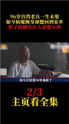 96岁台湾老兵一生未娶，如今老了想回到家乡，侄子的做法让人震惊#情感故事#老兵#无儿无女 (2)