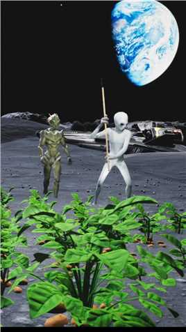 月球车发现外星人开着飞船到月球种土豆CG科幻视频