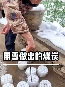 男子用雪做出的煤炭做饭，结果让人意外#煤炭  #奇闻趣事  #搞笑 