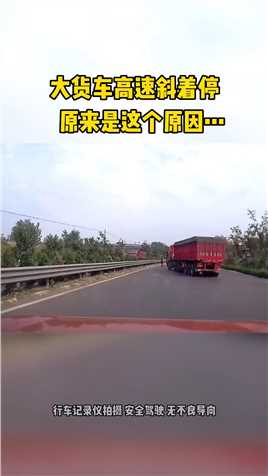 大货车高速斜着停，原来是这个原因…#卡车 #高速 #开车 #安全