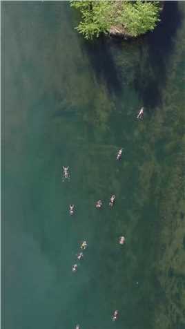 14支队伍，200多名游泳爱好者在湖岭开展民间“蛙王”大赛 航拍下的永安溪清澈见底