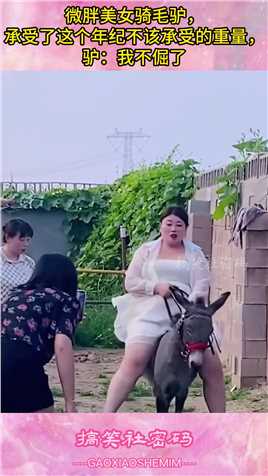 微胖美女骑毛驴，承受了这个年纪不该承受的重量，驴：我不倔了#搞笑 #搞笑视频 #搞笑日常 #搞笑段子 #搞笑夫妻 