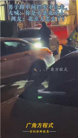 男子路中间拦车不让走，大喊：你是不是北京人，网友：北京人怎么了？#资讯 