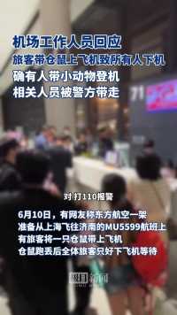 旅客将仓鼠带上飞机致全体旅客下机？上海虹桥国际机场工作人员：确有人带小动物登机，相关人员被警方带走。