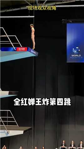  现场视角看全红婵本届世锦赛最佳一跳，7个裁判全部给出满分，跟陈芋汐真的是中国跳水巅峰的绝代双骄！