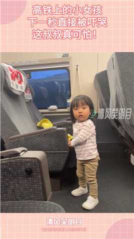 高铁上的小女孩，下一秒直接被吓哭，这叔叔真可怕！#搞笑 #搞笑视频 #搞笑日常 #搞笑段子 