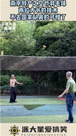 南京特产之空竹羽毛球，两位大爷的技术，不去国家队真的可惜了！#搞笑 #奇趣 #社会 #搞笑段子 