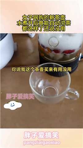 女子网购的新茶壶，水煮开后竟能自动沏茶，都这样了还说没用##生活幽默#搞笑#搞笑日常#搞笑段子 