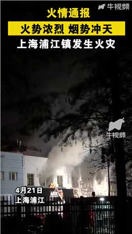 火势浓烈烟势冲天 上海浦江镇发生火灾