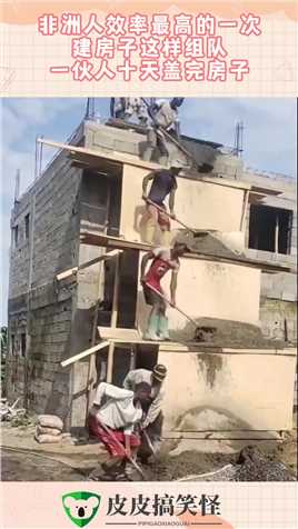 非洲人效率最高的一次，建房子这样组队，一伙人十天盖完房子！#搞笑 #奇趣 #社会 #搞笑段子 