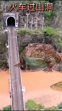 火车过山洞，发现有一个很大的动物，危险动作请勿模仿 #特效