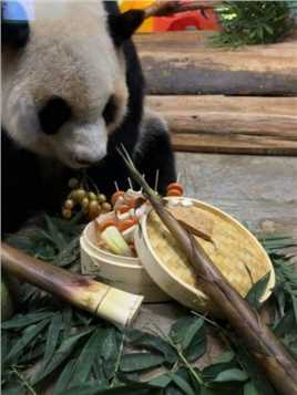 #大熊猫 #大熊猫 今天国际家庭日，看见贡贡吃黄皮水果大餐，我口水都流下来了哈哈