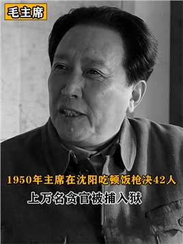 1950年，主席在沈阳吃顿饭枪决42人，上万名贪官被捕入狱 