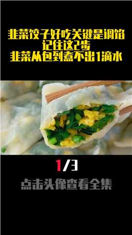 韭菜饺子好吃关键是调馅，记住这2步，韭菜从包到煮不出1滴水技巧美食韭菜饺子 (1)