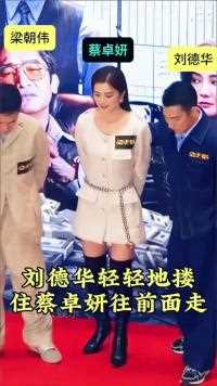 注意看，刘德华轻轻的搂住了蔡卓妍，他们的举动你看懂了吗