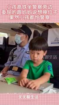 小孩高铁坐警察旁边，委屈的跟妈妈说想换位子，果然小孩都怕警察