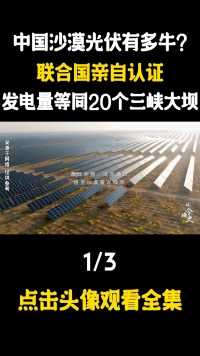 中国在沙漠里干了件大事，联合国亲自认证，发电量等同20个三峡大坝#沙漠光伏#光伏#发电#治沙#祖国万岁 (1)