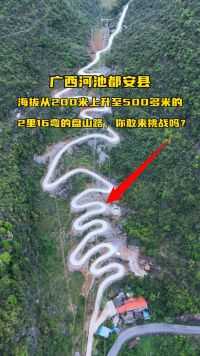 广西都安，海拔从200米上升至500多米的2里16弯的盘山路，通往瑶寨，这样的蜿蜒曲折的盘山路，你敢来体验一把吗