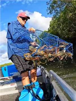 户外捕鱼：渔民在红树林中空手套白狼抓捕巨型青蟹！
