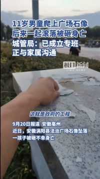 11岁男童爬上广场石像，后来一起滚落被砸身亡，城管局:已成立专班，正与家属沟通