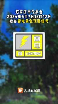 石家庄市气象台2024年6月7日12时12分发布雷电黄色预警信号