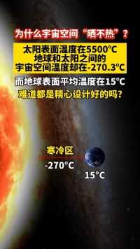  为什么宇宙空间“晒不热”？太阳表面温度在5500℃，地球和太阳之间的，宇宙空间温度却在-270.3℃，而地球表面平均温度在15℃，难道都是精心设计好的吗？.

