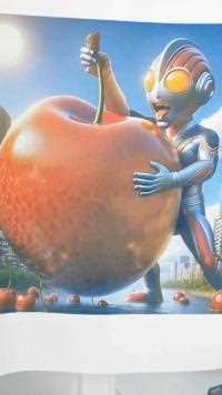 小泽的折叠画，奥特曼抱着一个大苹果