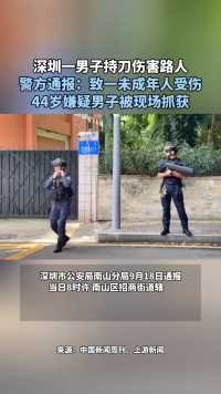 深圳一男子持刀伤害路人
警方通报：致一未成年人受伤
44岁嫌疑男子被现场抓获