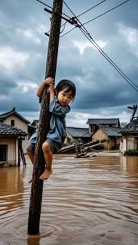 连续的暴雨过后洪水泛滥，一个小女孩被困洪水中，狗狗毫不畏惧的冲入洪流中救出了她的小主人，这是最勇敢的狗狗！狗狗在洪水中救小女孩的场景感动了所有人！狗狗是最有灵性的动物，狗狗是人类的最忠实的朋友，请善待狗狗！ #百分摄影大赏 #记录可爱的动物 #狗狗.



