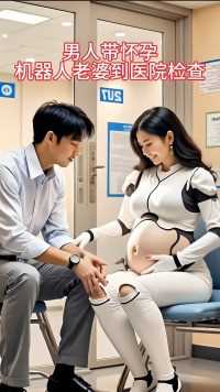 男人带怀孕的机器人美女老婆到医院检查