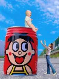 喝完的饮料罐也可以拿来拍这样的创意照