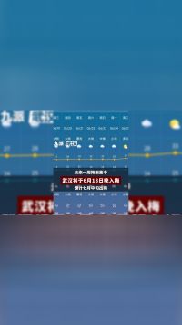 未来一周降水集中， 武汉将于6月18日晚入梅，气象台预计7月中旬出梅