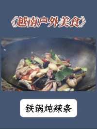 如果你朋友最近食欲不好，不妨请他来一份越南老表整的铁锅炖辣条。#美食 #户外美食 #农村美食