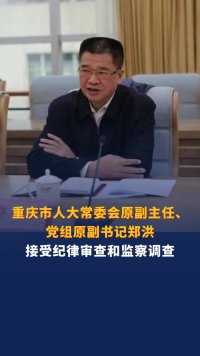 重庆市人大常委会原副主任、党组原副书记郑洪接受纪律审查和监察调查
