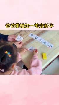 假期陪孩子玩#加一笔变新字 卡片可反复擦写，多种玩法，孩子在 不知不觉中认识新汉字！#识字 #幼儿识字