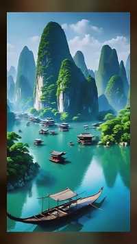桂林山水，源远流长，是中华民族文化的重要组成部分，也是中国文化的瑰宝。这里的山水甲天下，在世界上享有盛名。无论你是山水画的爱好者，还是旅行的热爱者，桂林山水都会让你流连忘返，给你带来难以忘怀的美好回忆。 #青山绿水美景如画 #感受大自然的气息和美景 #好山好水好地方