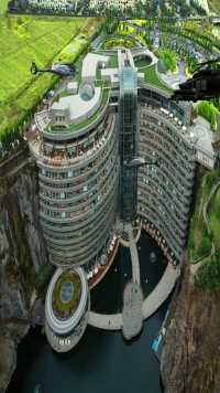 #深坑酒店 造价21亿，熬时13年海报地下负88米，创造40多项世界纪录，差一层就是“地狱”这是上海标志性建筑#深坑酒店