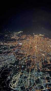 航拍高空5000米航拍首都北京夜景，整座城市犹如一个巨大的芯片，把整个祖国串联在一起！ #航拍