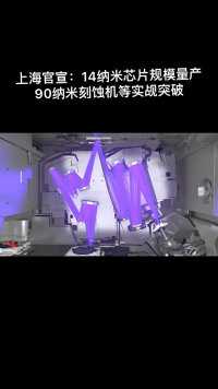 上海：14纳米芯片规模量产，90纳米刻蚀机等实现突破！
