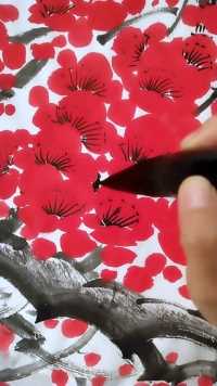 用浓墨填补下缝隙，花团锦簇的春天就来了。