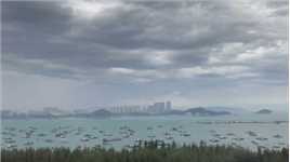 4月25日东山岛鱼骨沙洲与苏峰山环岛景观。