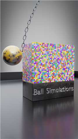 100kg的铁球 VS 24000个方块 - Blender动力学模拟