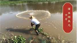小河暴雨过后鱼太多了，一网就能抓十几斤！