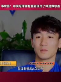 韦世豪：中国足球说白了就是做慈善！#韦世豪 #足球之夜 #武汉三镇足球俱乐部 #足球的魅力