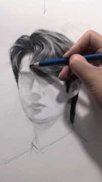 手绘教程，男生头发绘画方法