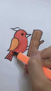 啄木鸟简笔画，儿童简笔画教程，大家一起来画画吧