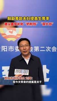 太好了！刘辉：鼓励育龄夫妇提高生育率，建议直接补助“奶粉钱”“尿片钱”！