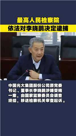最高人民检察院依法对李晓鹏决定逮捕
