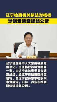 辽宁检察机关依法对杨权涉嫌受贿案提起公诉